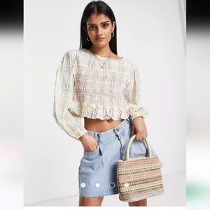 ASOS Multicolor Plaid Ruffle Top